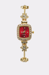 Orologio Elegante con Strass e Dettagli Floreali