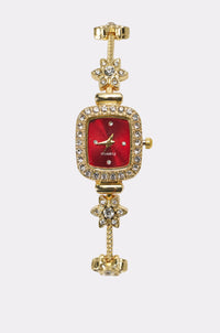 Orologio Elegante con Strass e Dettagli Floreali