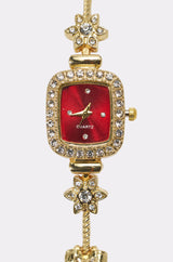 Orologio Elegante con Strass e Dettagli Floreali