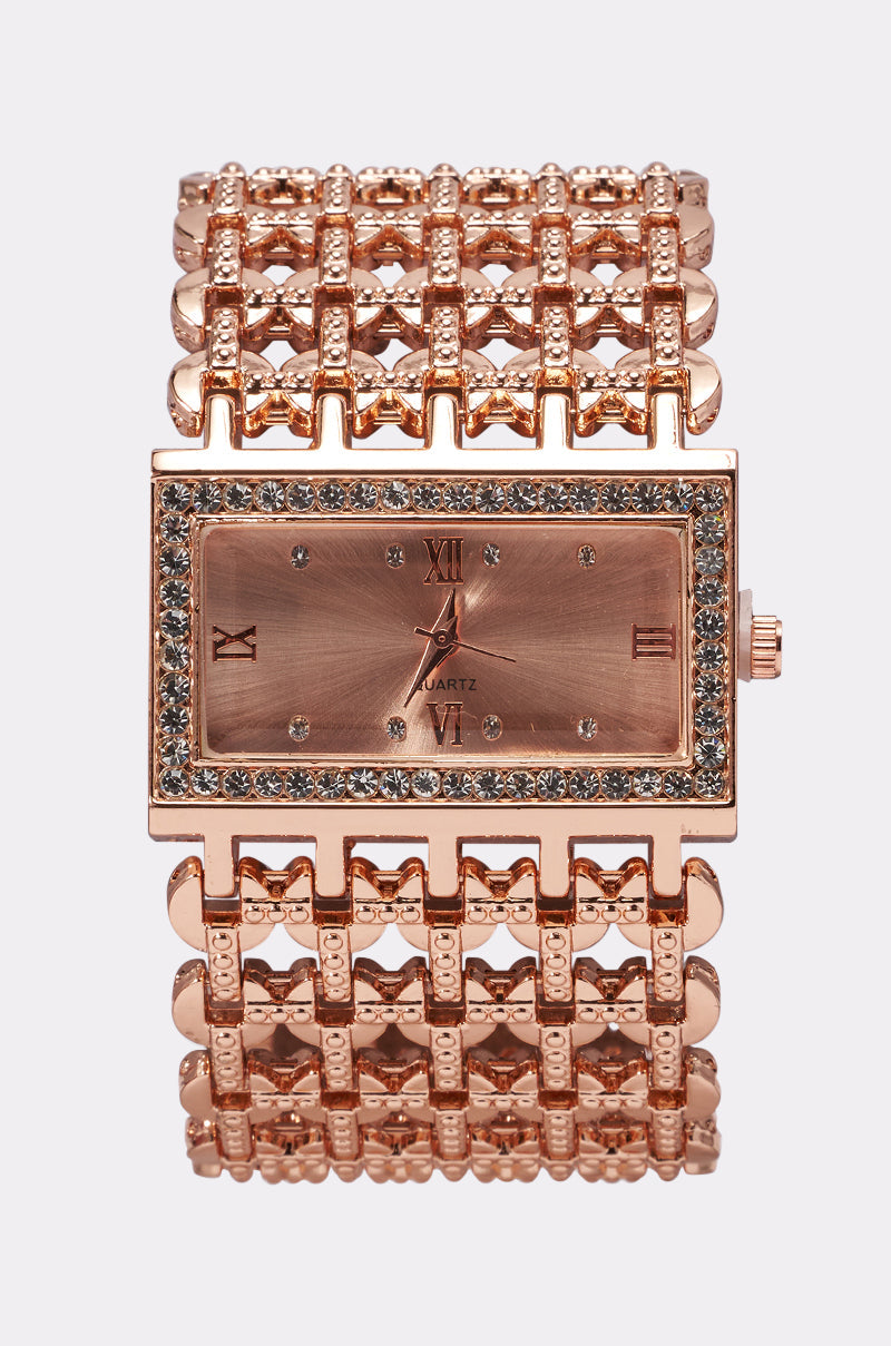 Orologio Oro Rosa con Catena e Strass
