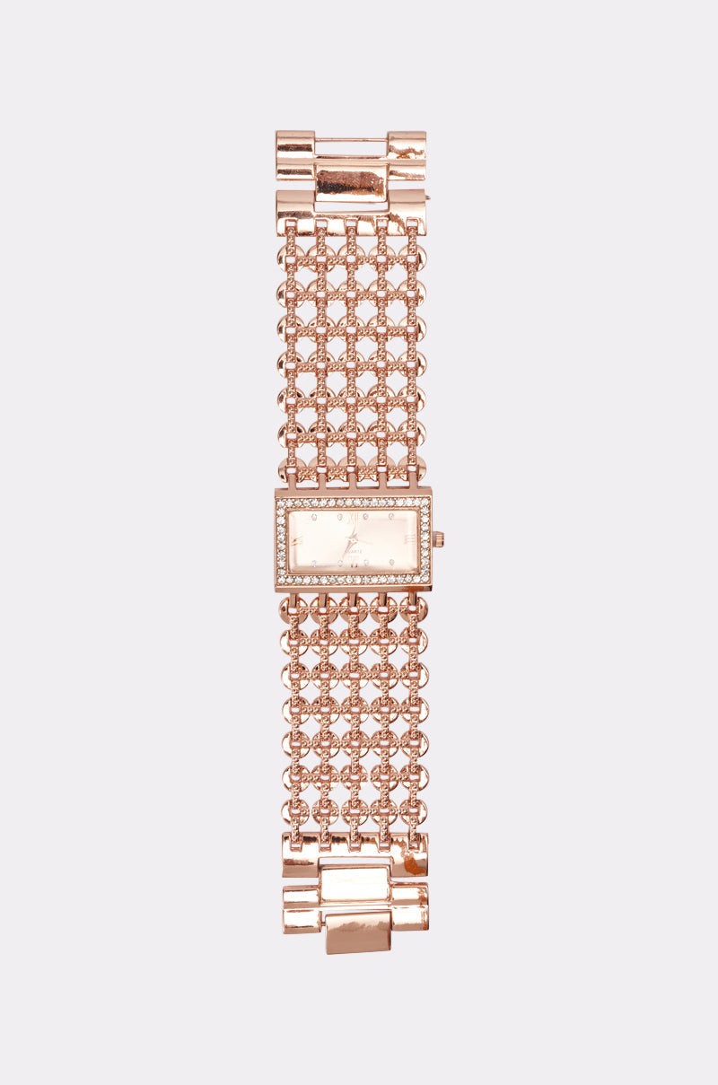 Orologio Oro Rosa con Catena e Strass
