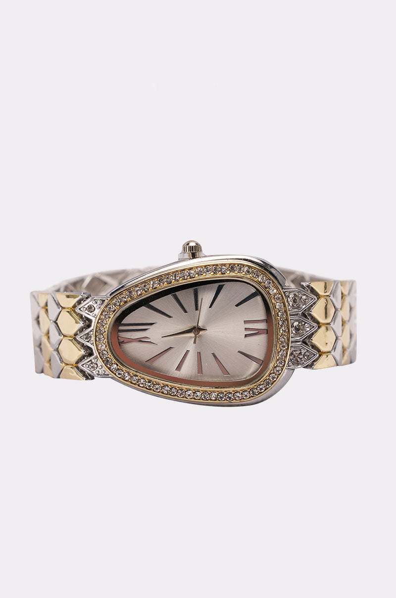 Orologio Astratto con Cristalli Oro e Argento