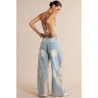 Jeans Baggy Patchwork con Strappi