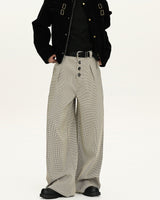Pantaloni Wide-Leg in Lana a Quadri