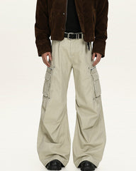 Jeans Cargo Utility Uomo Crema, vista frontale