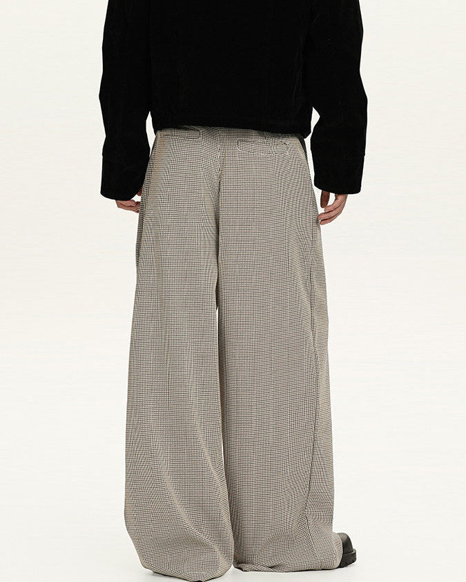Pantaloni Wide-Leg in Lana a Quadri