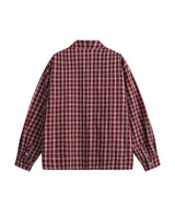 Camicia a Quadri Bordeaux a Maniche Lunghe