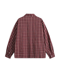 Camicia a Quadri Bordeaux a Maniche Lunghe