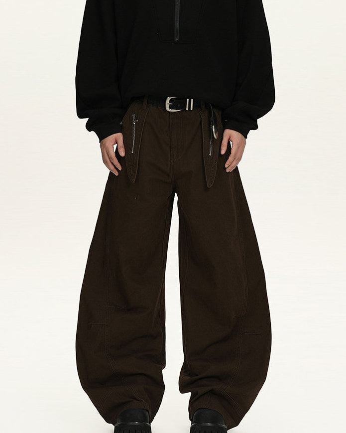 Jeans Utility con Zip Uomo Caffè, vista frontale
