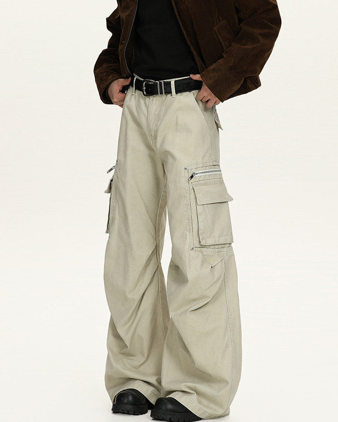 Jeans Cargo Utility Uomo Crema, vista posteriore