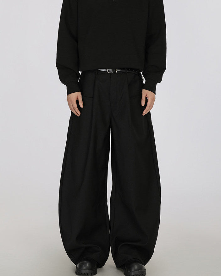 Pantaloni Twill a Gamba Larga Nero, vista frontale