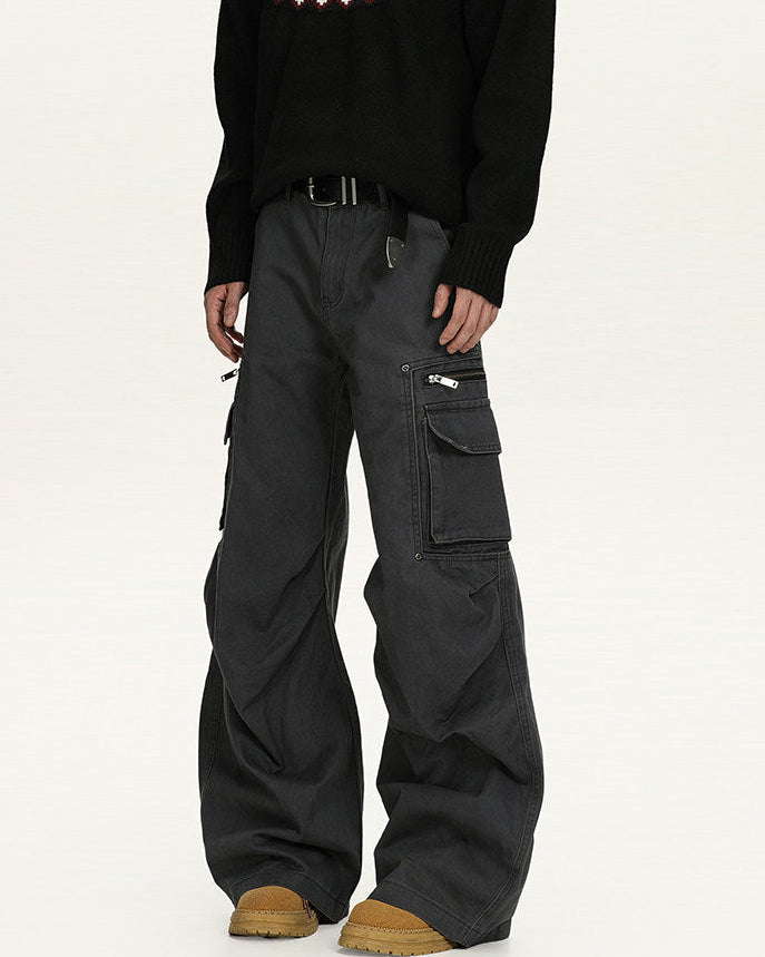Jeans Cargo Utility Uomo Nero, vista posteriore