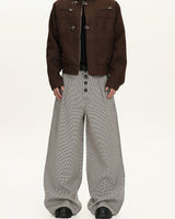 Pantaloni Wide-Leg in Lana a Quadri
