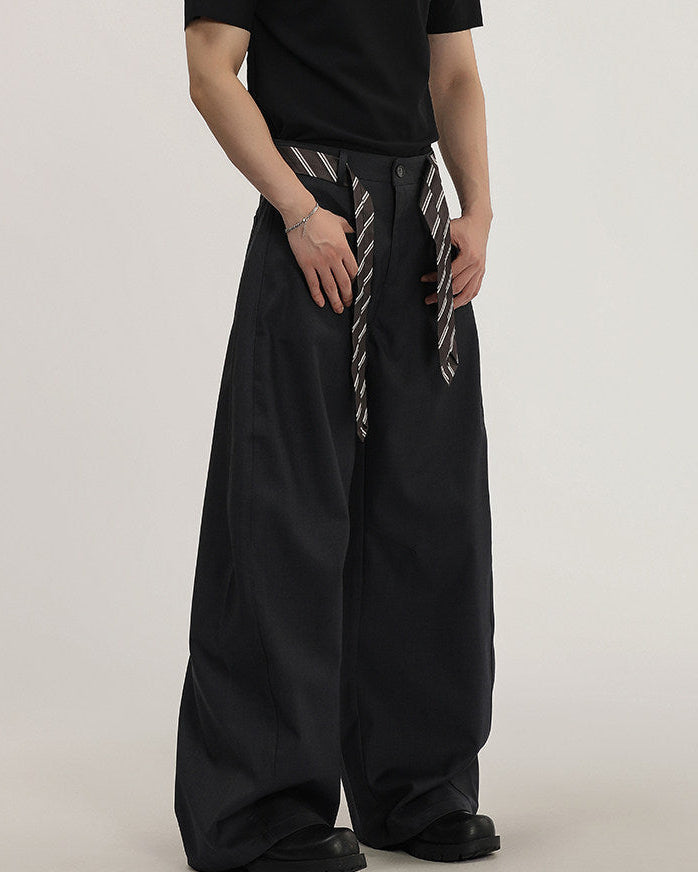 Pantaloni Wide-Leg da Uomo con Cintura Intrecciata