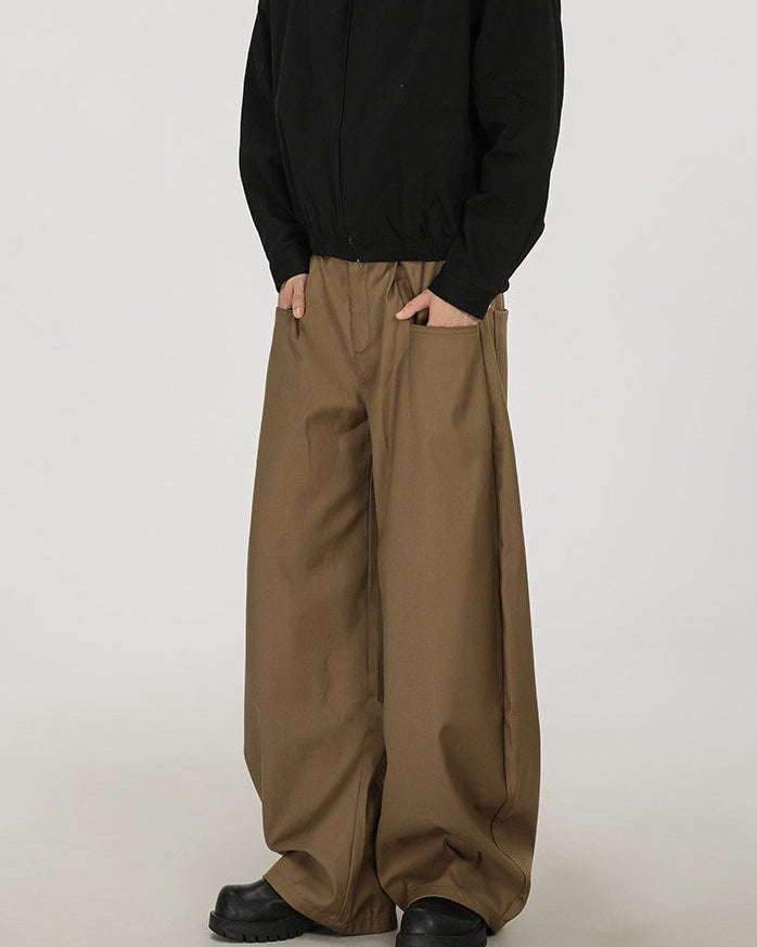 Pantaloni Twill a Gamba Larga Kaki, vista laterale