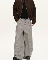 Pantaloni Wide-Leg in Lana a Quadri
