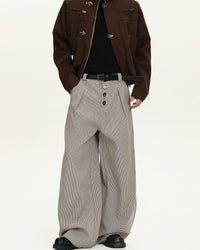 Pantaloni Wide-Leg in Lana a Quadri
