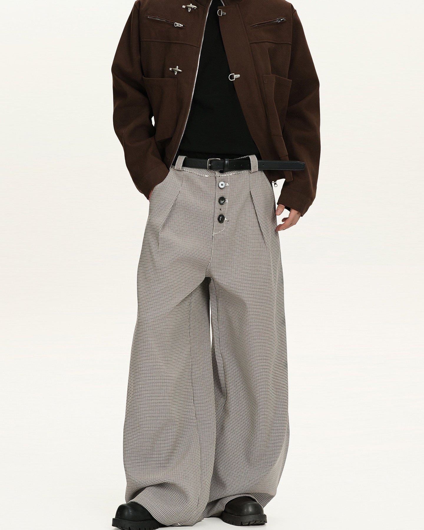 Pantaloni Wide-Leg in Lana a Quadri