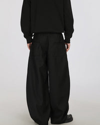 Pantaloni Twill a Gamba Larga Nero, vista posteriore