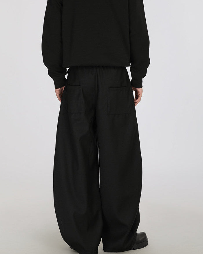 Pantaloni Twill a Gamba Larga Nero, vista posteriore