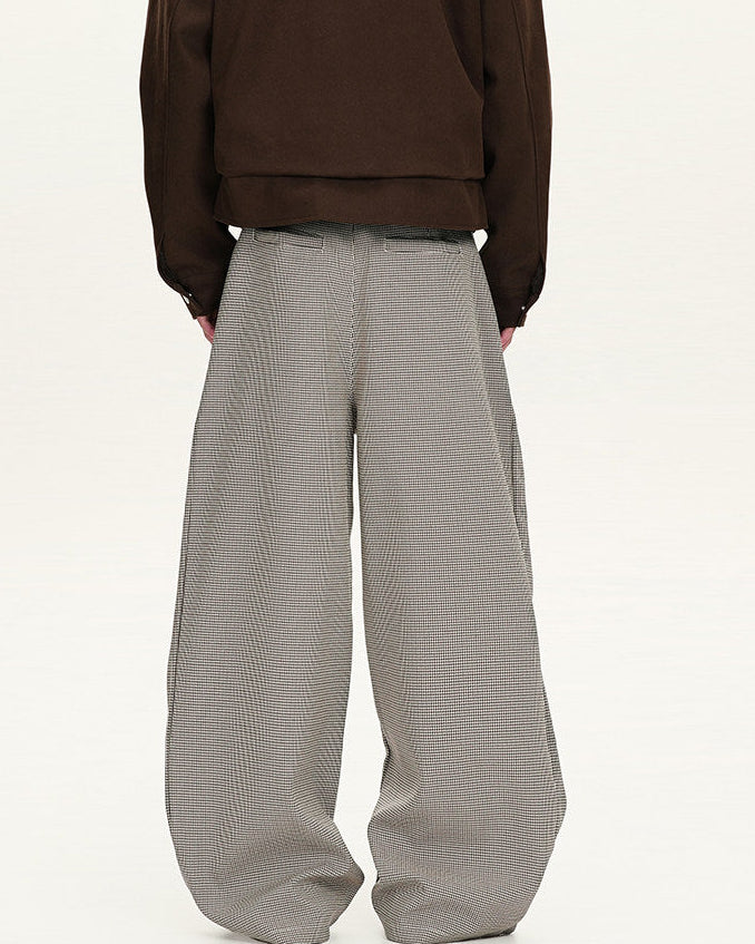 Pantaloni Wide-Leg in Lana a Quadri