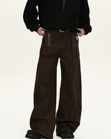 Jeans Utility con Zip Uomo Caffè, vista laterale