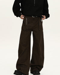 Jeans Utility con Zip Uomo Caffè, vista laterale