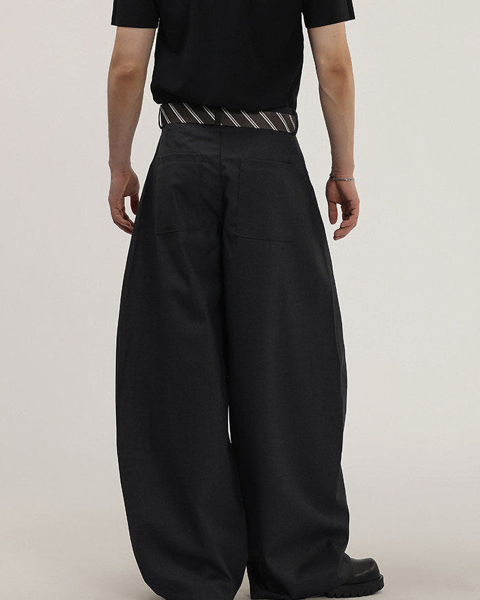 Pantaloni Wide-Leg da Uomo con Cintura Intrecciata