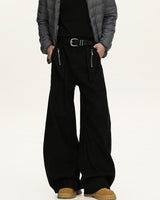 Jeans Utility con Zip Uomo Nero, vista frontale