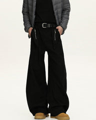 Jeans Utility con Zip Uomo Nero, vista frontale