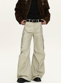 Jeans Cargo Utility Uomo Crema, vista laterale