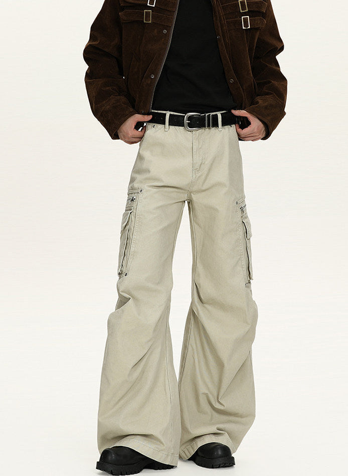 Jeans Cargo Utility Uomo Crema, vista laterale