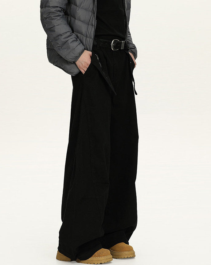 Jeans Utility con Zip Uomo Nero, vista laterale