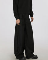 Pantaloni Twill a Gamba Larga Nero, vista laterale