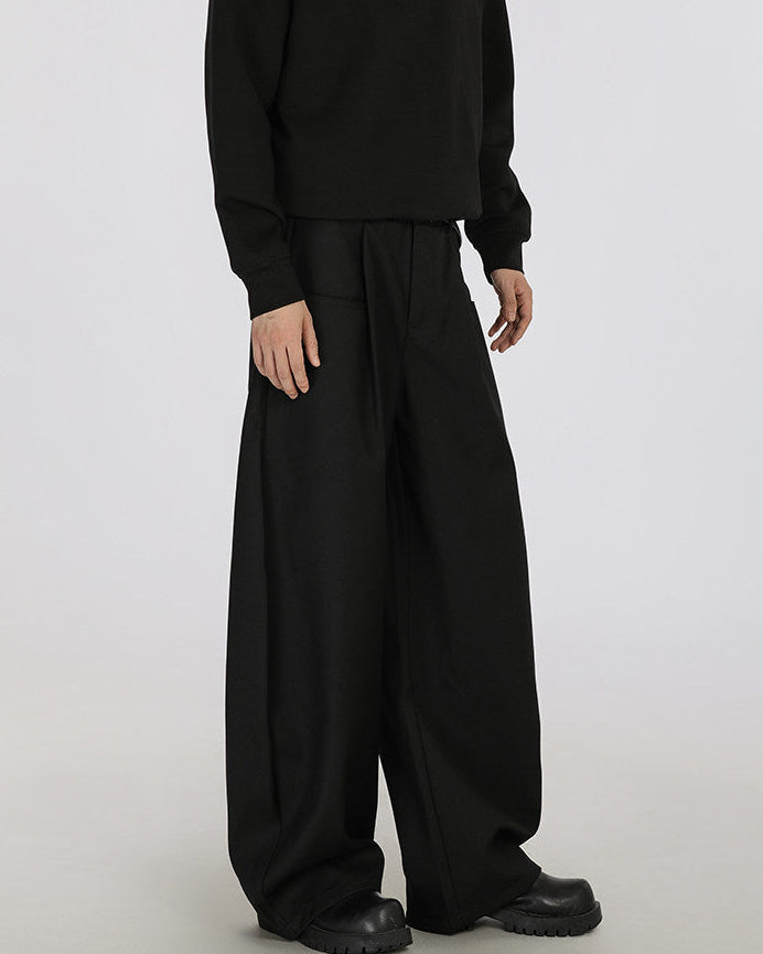 Pantaloni Twill a Gamba Larga Nero, vista laterale