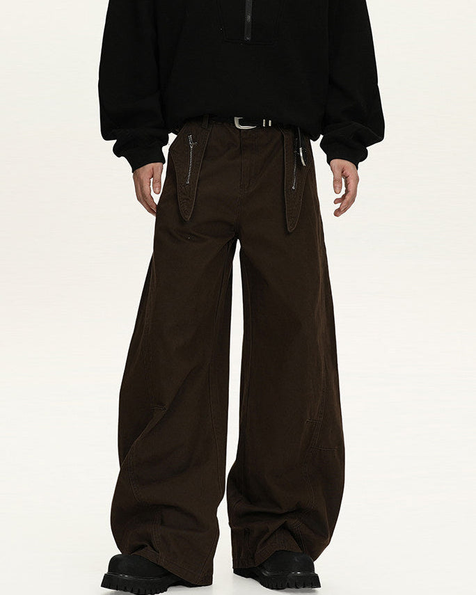 Jeans Utility con Zip Uomo Caffè, vista posteriore