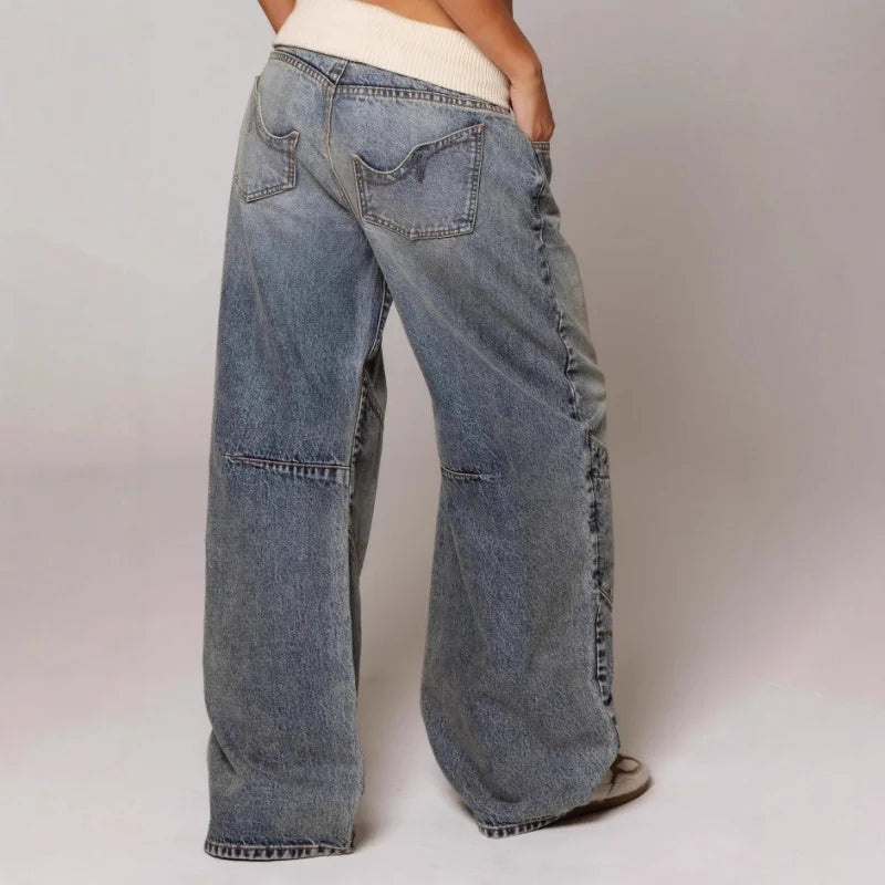 Jeans Baggy con Vita a Coste Y2K