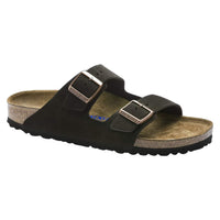 Sandalo Arizona Birkenstock in camoscio marrone scuro, doppia fascia con fibbie