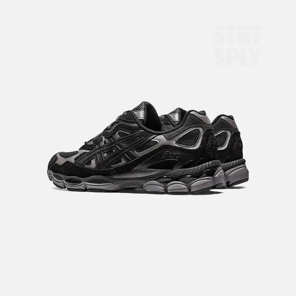 ASICS GEL-NYC Sneakers Unisex Grigio Grafite Nero, vista posteriore di tre quarti