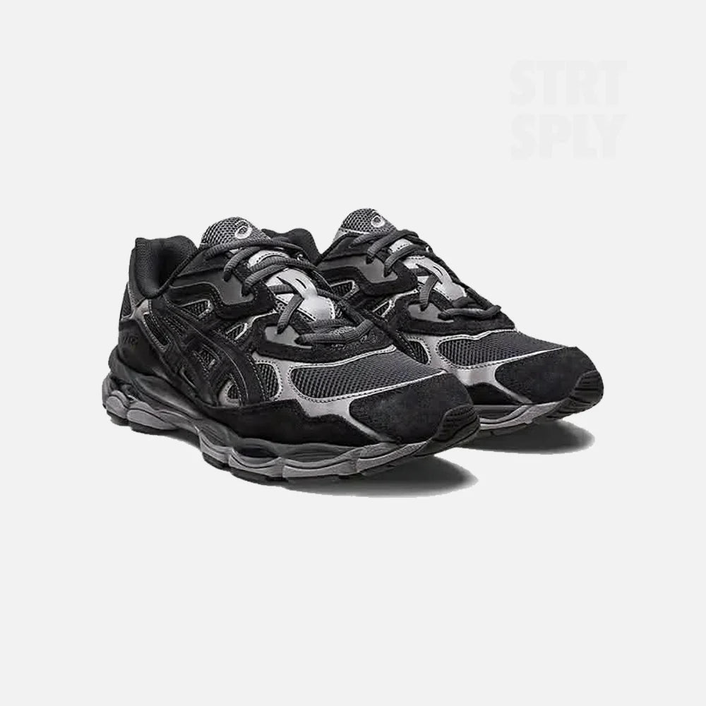 ASICS GEL-NYC Sneakers Unisex Grigio Grafite Nero, vista frontale di tre quarti