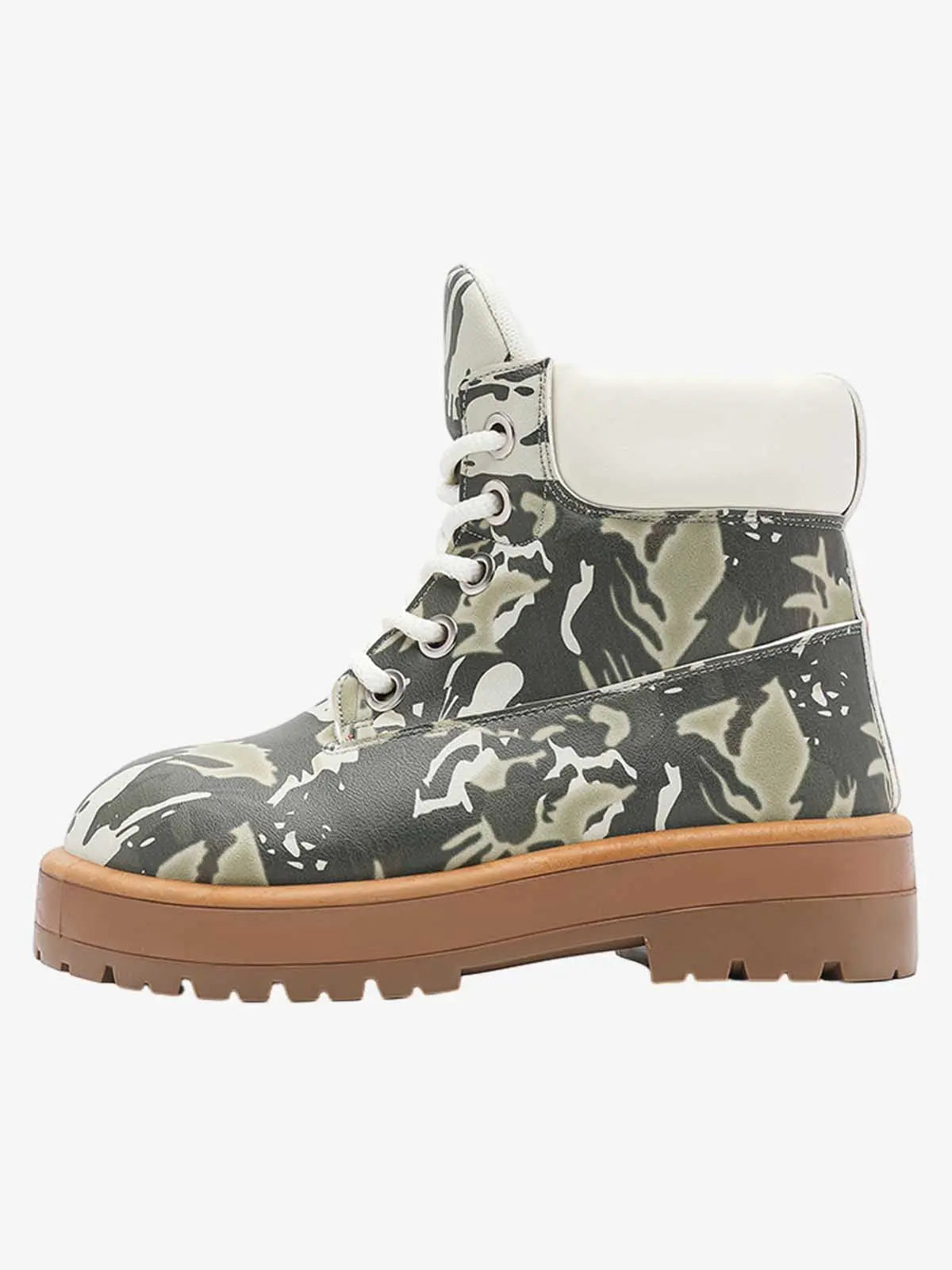 Stivaletti Chunky Mimetici con Lacci — Vista 5