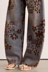 Jeans Baggy a Vita Alta con Stampa Floreale