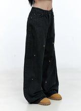 Jeans Ricamati con Stelle