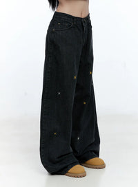 Jeans Ricamati con Stelle