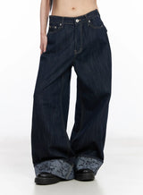 Jeans Baggy con Risvolto