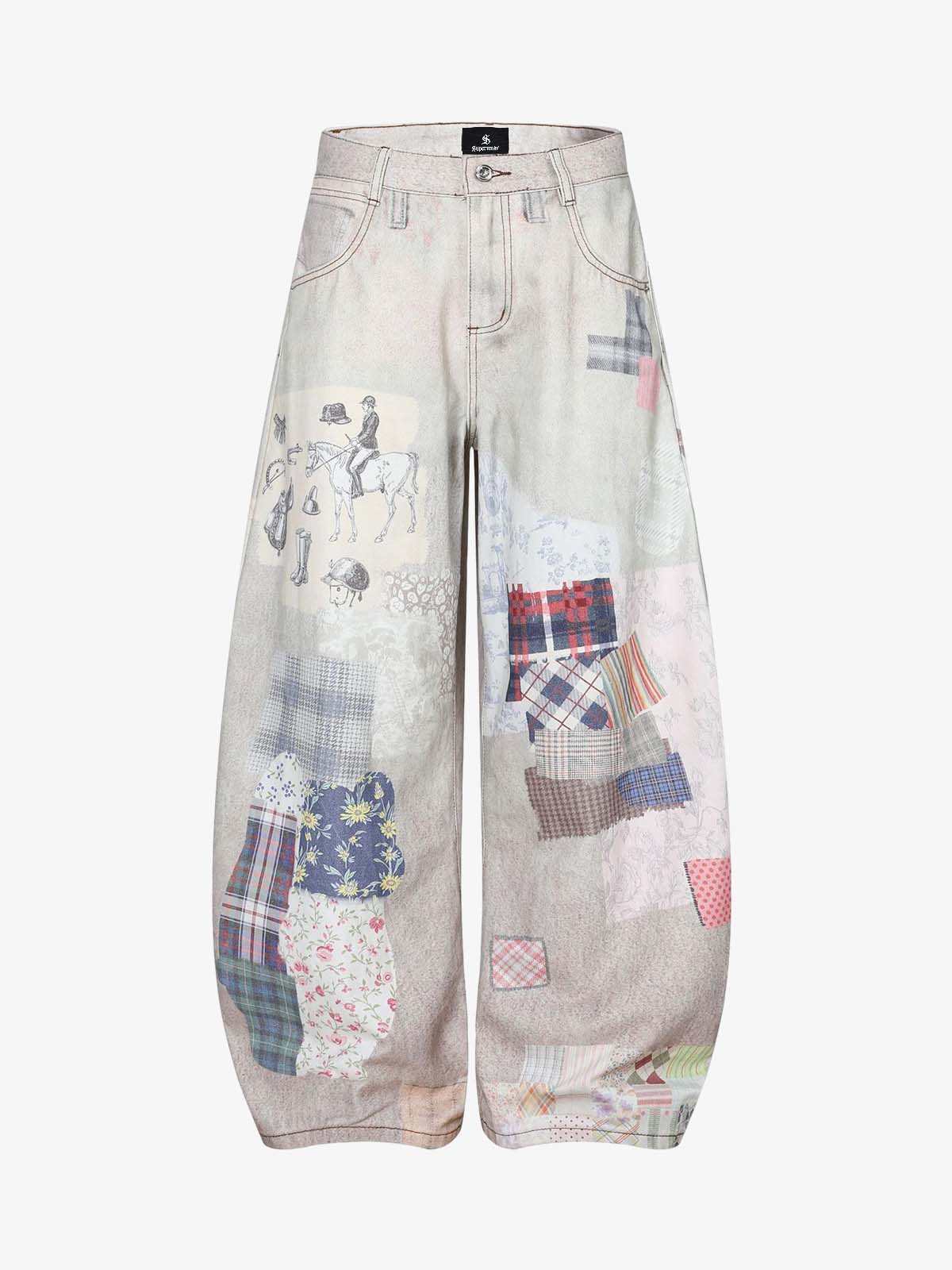 Jeans Vintage Washed con Stampa Collage — Vista 2