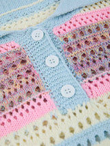Polo Crochet a Righe Pastello a Maniche Corte — Vista 10