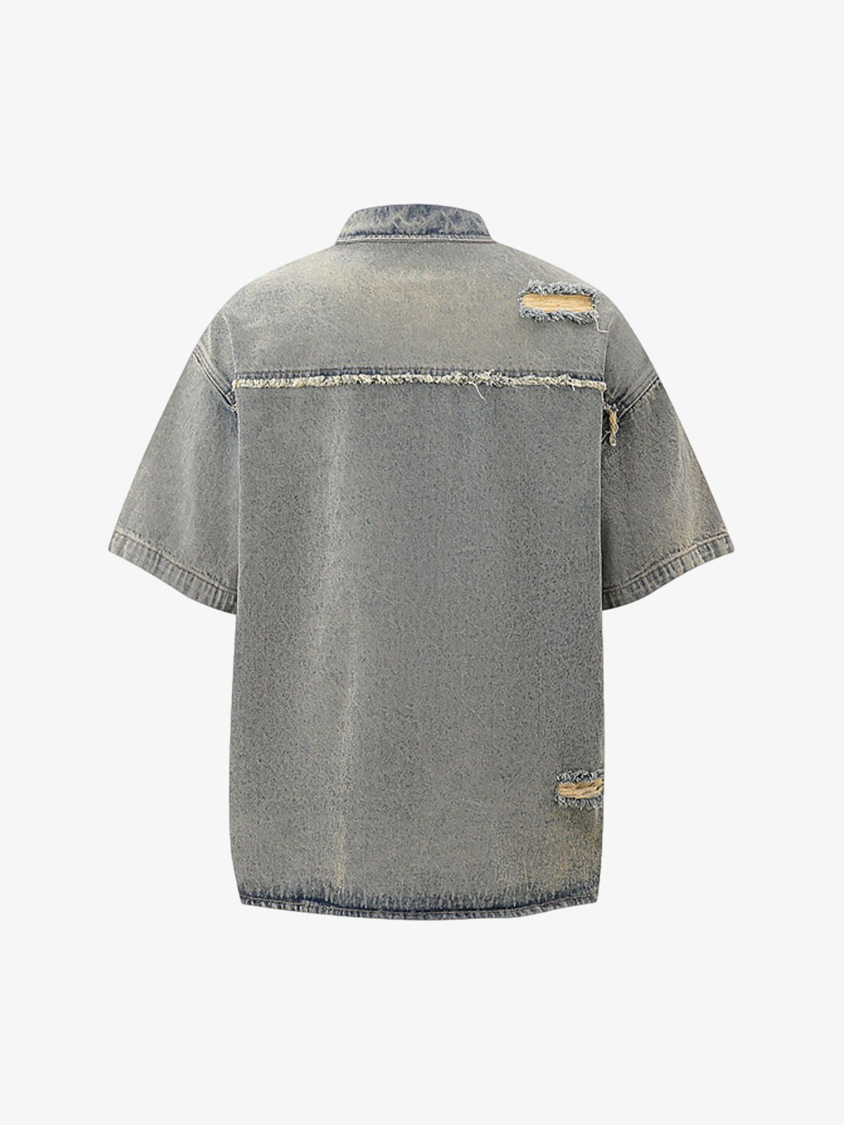 Completo in Denim Effetto Vissuto con Strappi — Vista 11