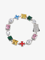 Collana con Croce e Zirconi 'Evil Eye'