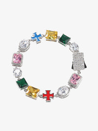 Collana con Croce e Zirconi 'Evil Eye'
